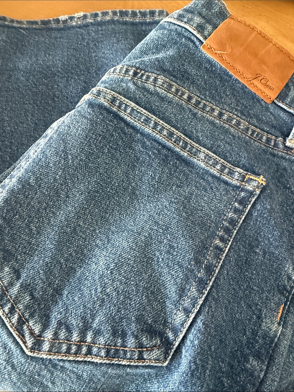 J. Crew Classic Indigo Straight-Leg Jeans with Leather Patch 27 Like New